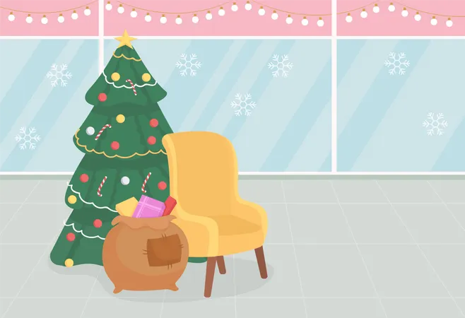 Santa chair in the mall  Illustration