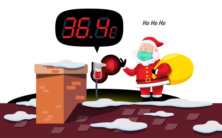 Santa checking body temperature Illustration