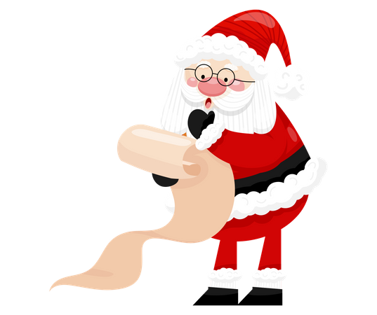 Santa checking Christmas Wishlist Illustration