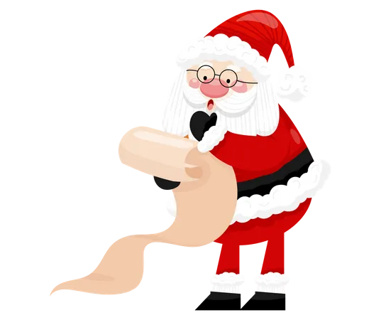 Santa checking Christmas Wishlist  Illustration