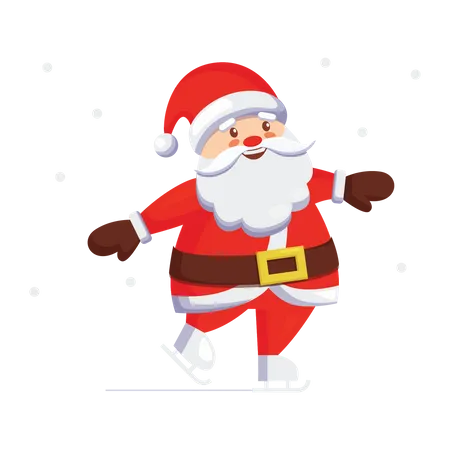 Merry Christmas Santa Claus Skating On Skate Rink And Reading Wish List From Kids Saint Nicholas And Winter Sport Activities Vector Character In Cartoon Style Illustration