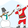 illustrations of santa claus and snowman dabbing motion