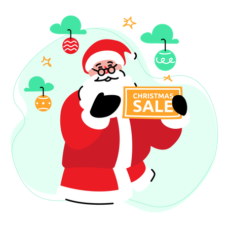 Santa claus announces christmas sale  Illustration