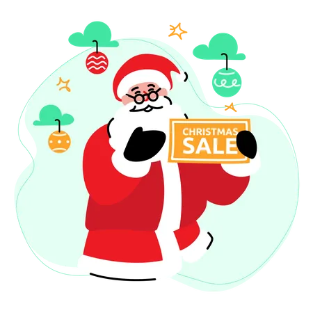 Santa claus announces christmas sale  Illustration