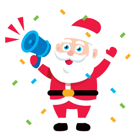 Santa Claus Announcing with megaphone  Illustration