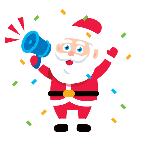 Santa Claus anunciando con megáfono  Ilustración