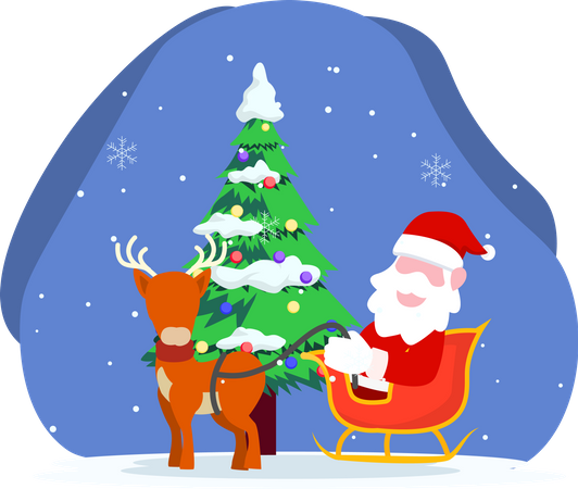 Santa Claus at Christmas Day  Illustration