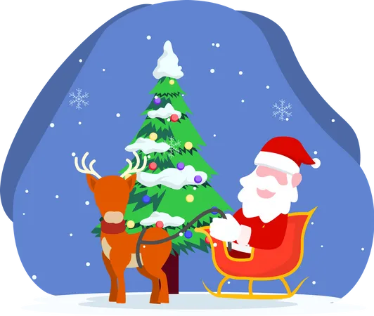 Santa Claus at Christmas Day  Illustration