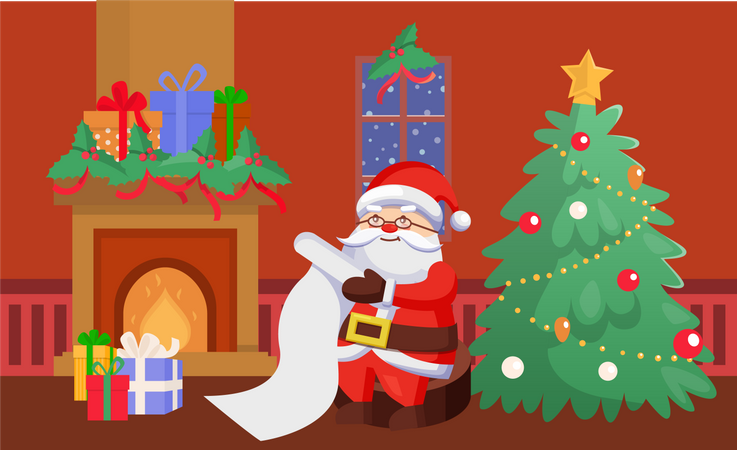 Santa Claus at Home  Illustration