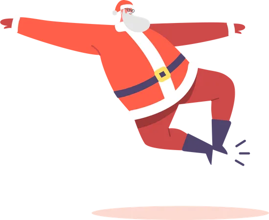 Papá Noel bailando aplaude las botas en el aire  Ilustración