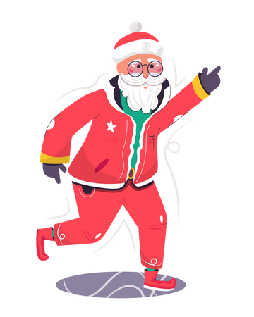 Papá Noel bailando en el festival de Navidad  Ilustración