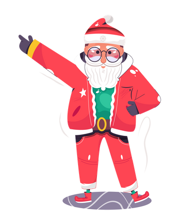 Papá Noel bailando en evento navideño  Illustration