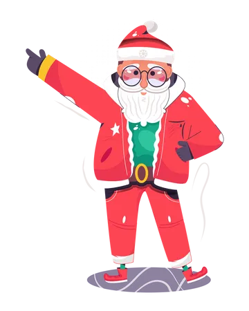 Papá Noel bailando en evento navideño  Illustration