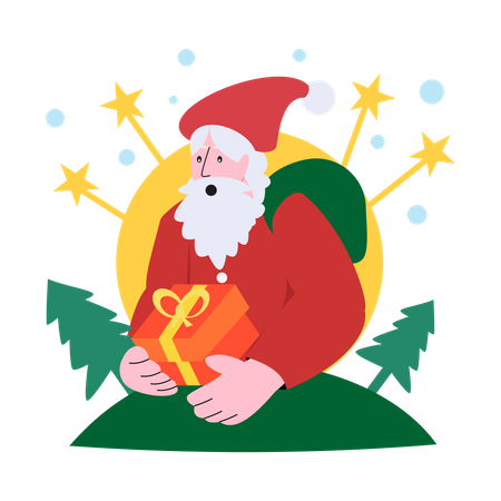 Santa Claus bringing gifts Illustration