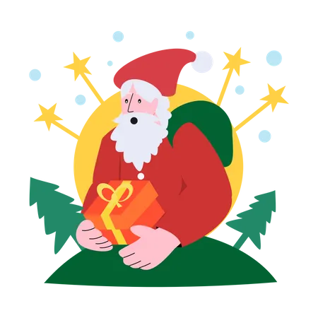 Santa Claus bringing gifts  Illustration
