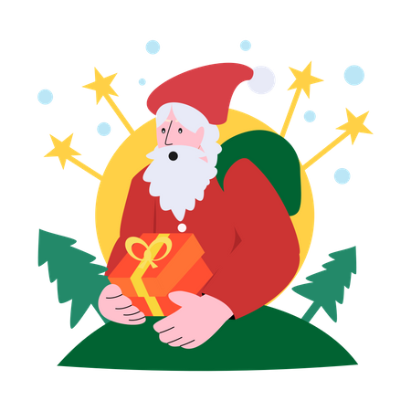 Santa Claus bringing gifts  Illustration