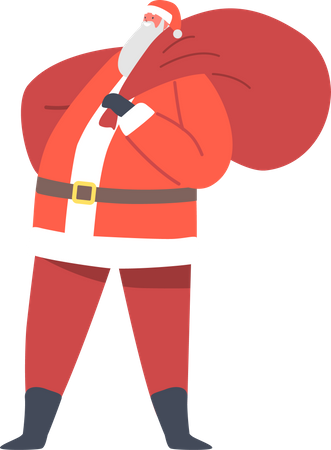 Santa Claus Carry Gifts Sack  Illustration