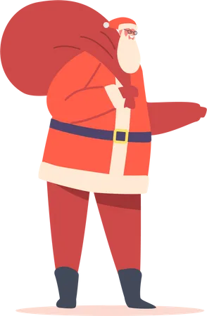 Santa Claus Carry Sack with Gifts  イラスト