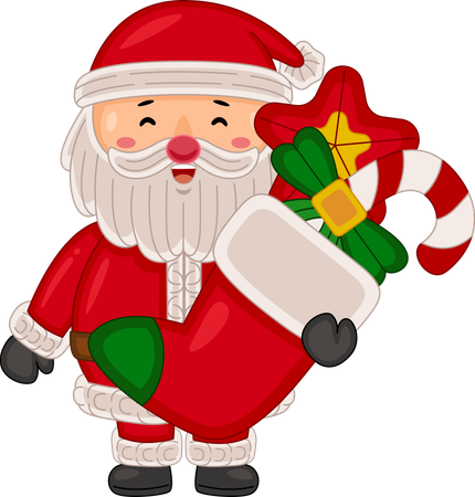 Santa claus carrying candy cane in stock  Illustration