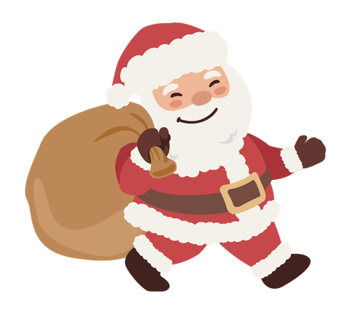 Santa Claus carrying gift bag  イラスト