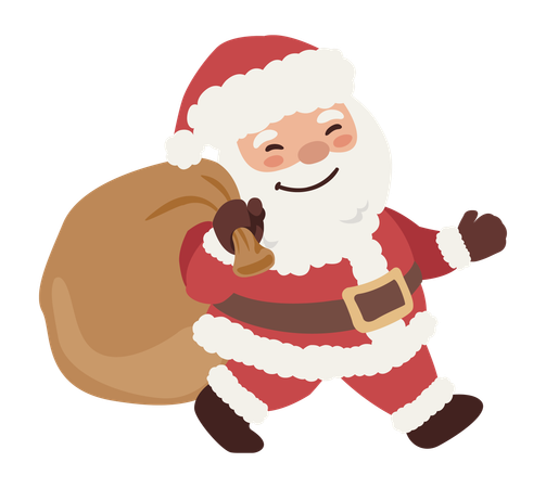 Santa Claus carrying gift bag  Illustration