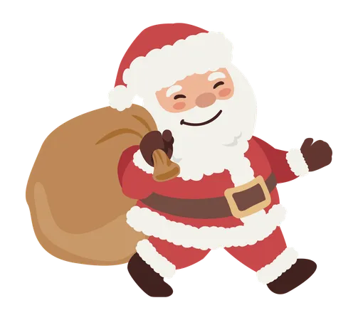 Santa Claus carrying gift bag  Illustration