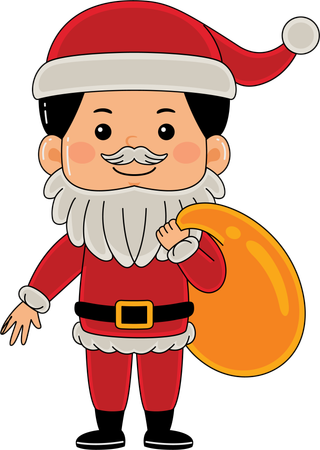 Santa claus carrying gift bag on back  Illustration