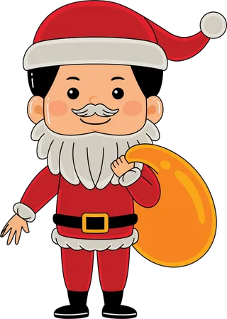 Santa claus carrying gift bag on back  Illustration