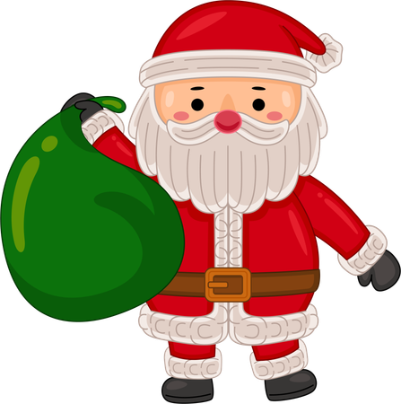 Santa claus carying gift bag  Illustration