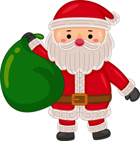 Santa claus carying gift bag  Illustration