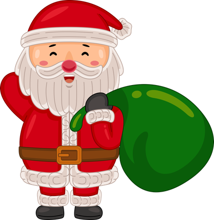 Santa claus carying gift bag  Illustration