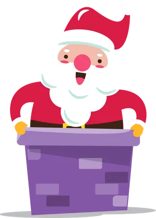 Santa claus coming out from chimney  Illustration