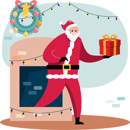 Santa Claus ready to surprise Christmas gifts  Illustration