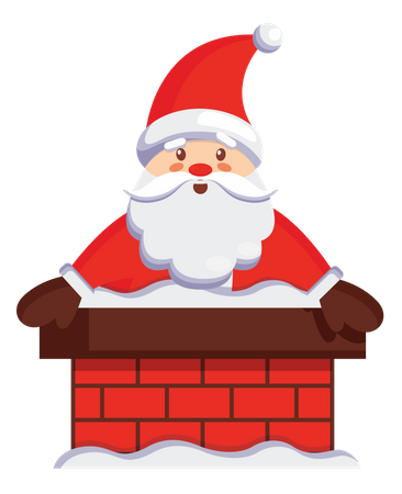 Santa claus coming out of house chimney  Illustration