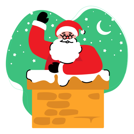 Santa claus coming out of the chimney  Illustration