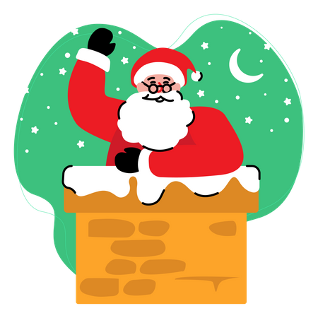 Santa claus coming out of the chimney  Illustration