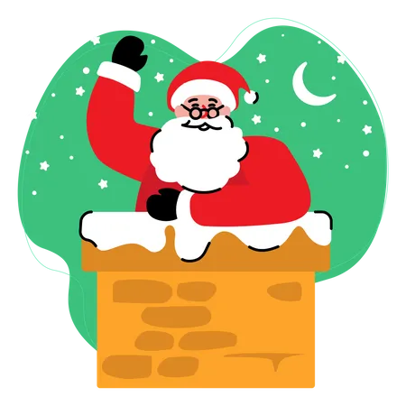 Santa claus coming out of the chimney  Illustration