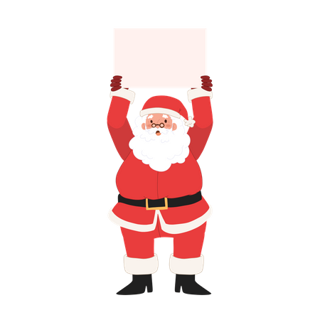 Papá Noel con pancarta en blanco  Ilustración