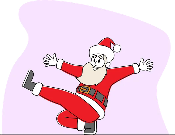 Santa Claus Cossack Dancing in Squatting Position  Illustration