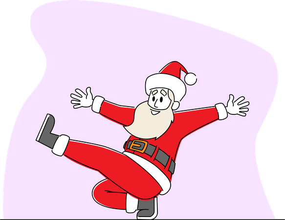 Santa Claus Cossack Dancing in Squatting Position  Illustration