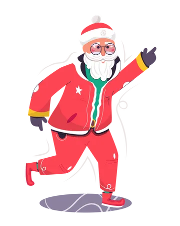 Santa Claus dancing at Christmas festival Illustration