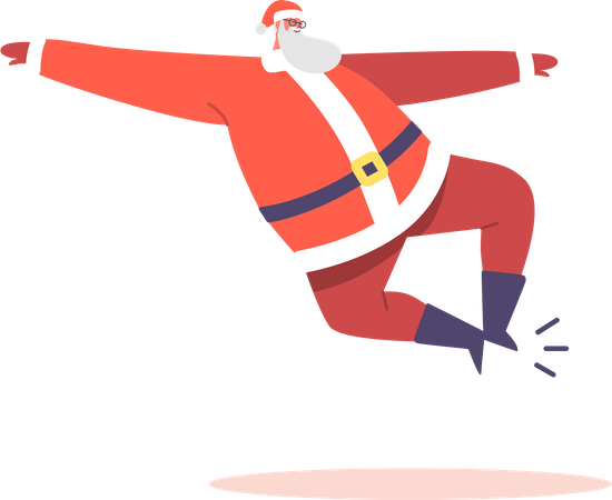 Santa Claus Dancing Clap the Boots in Air  Illustration