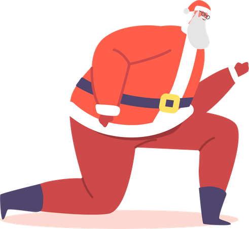 Santa Claus Dancing Standing on One Knee  Illustration