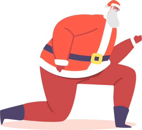 Santa Claus Dancing Standing on One Knee Illustration