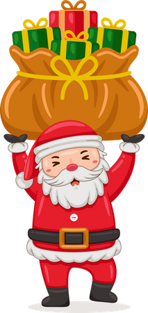 Santa Claus deliver christmas gift bag  Illustration