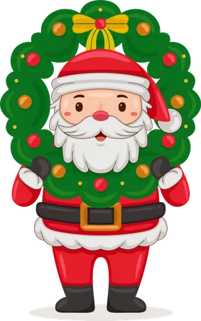Santa Claus deliver christmas wreath  Illustration