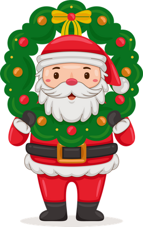 Santa Claus deliver christmas wreath  Illustration