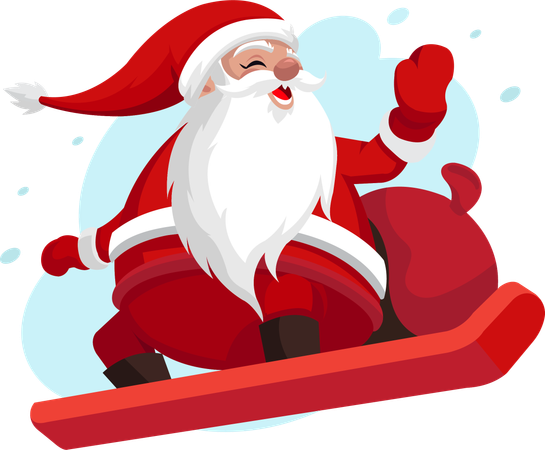 Santa Claus delivers gifts to children with skateboard  Illustration