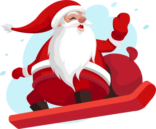 Santa Claus delivers gifts to children with skateboard  Illustration