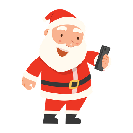 Santa Claus deseando feliz Navidad en el teléfono inteligente  Ilustración